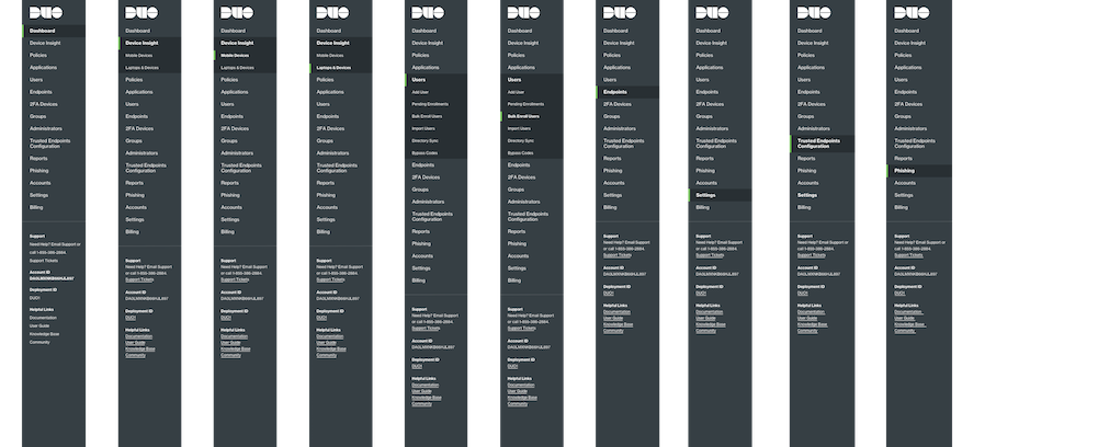 Duo Admin Navigation