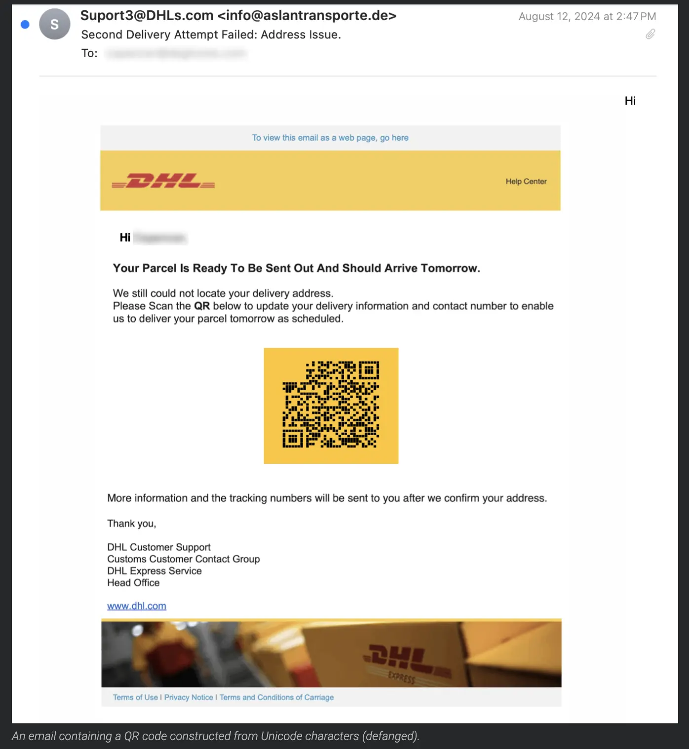 Email with a QR code