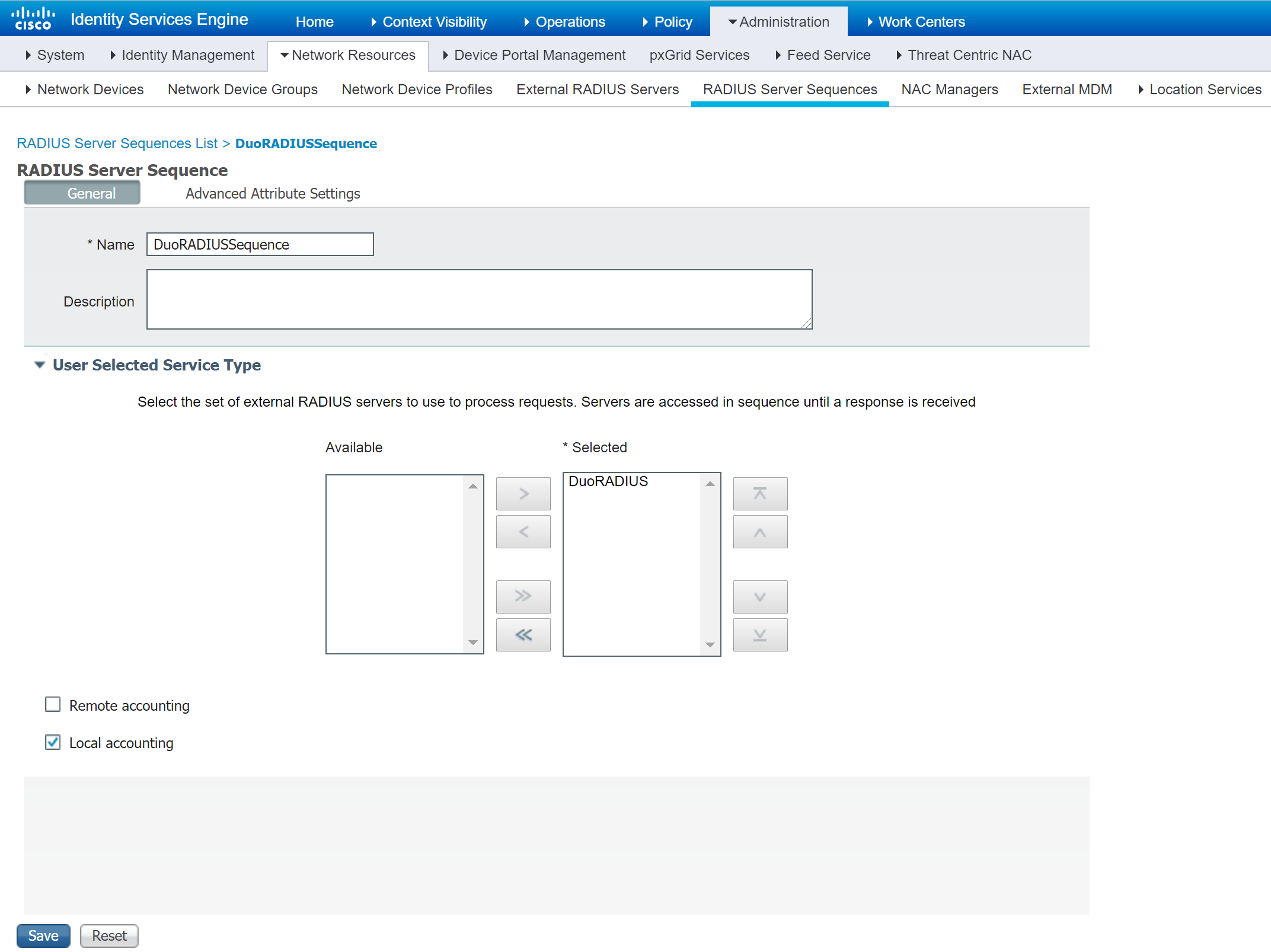 Cisco ISE Radius Server Sequence