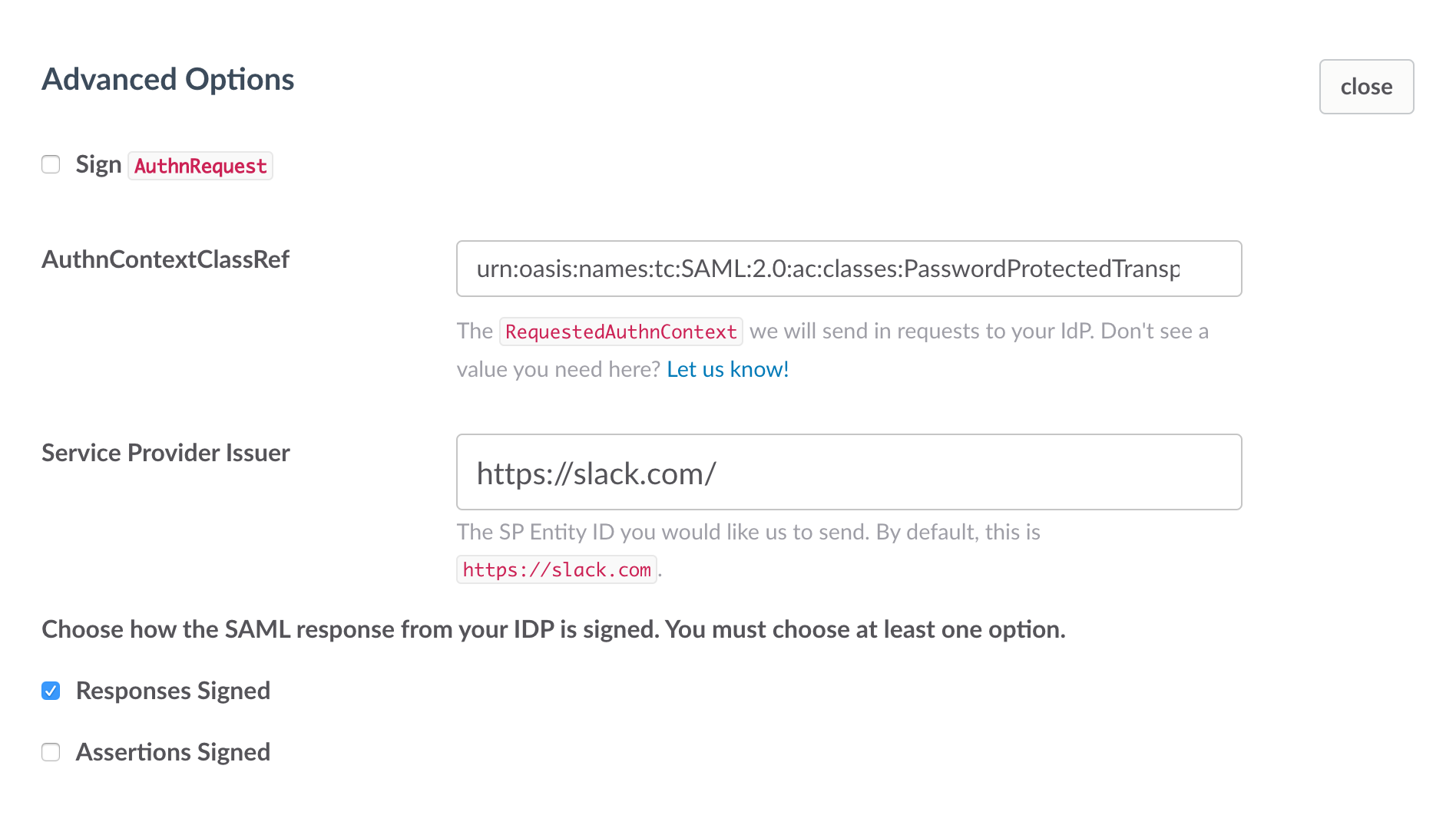 Slack Issuer Setting