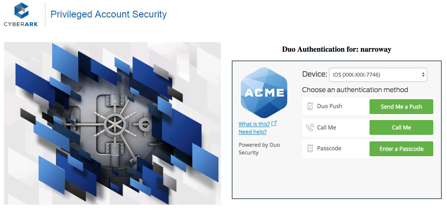 CyberArk Duo WebSDK Login - Duo Authentication