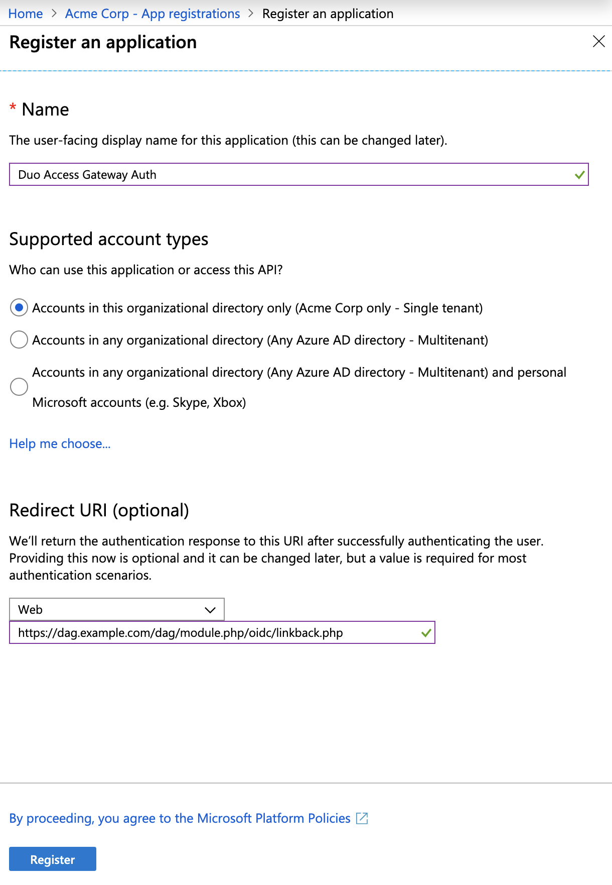 Azure App Registration