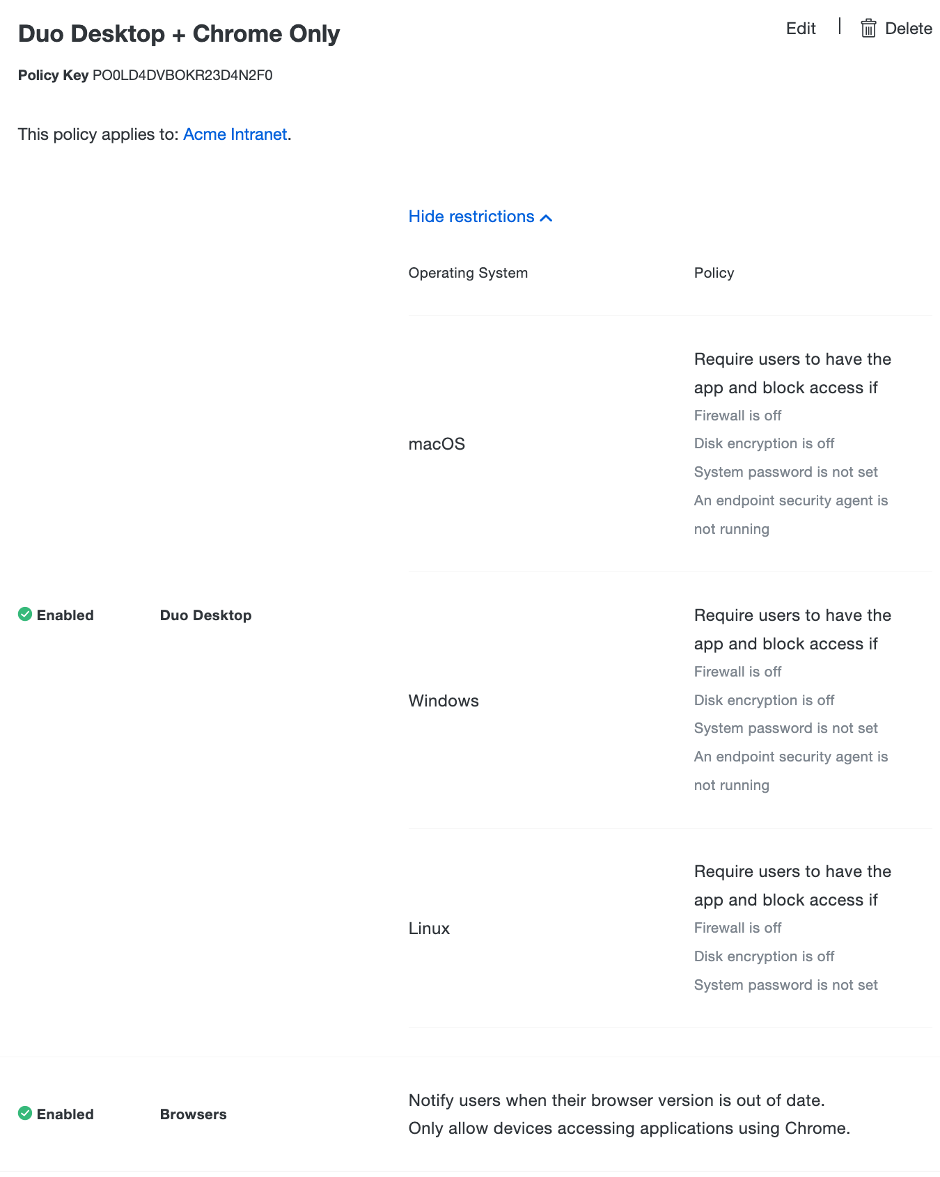 Duo Desktop and Browser Policy