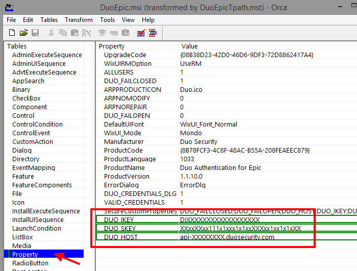 Orca Property Table with Duo rows