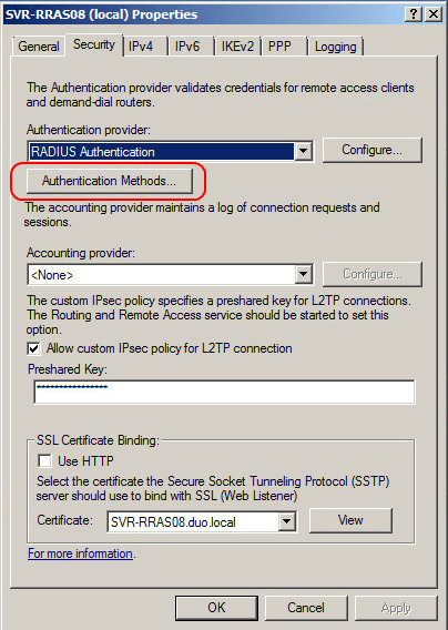 Configure Authentication Methods