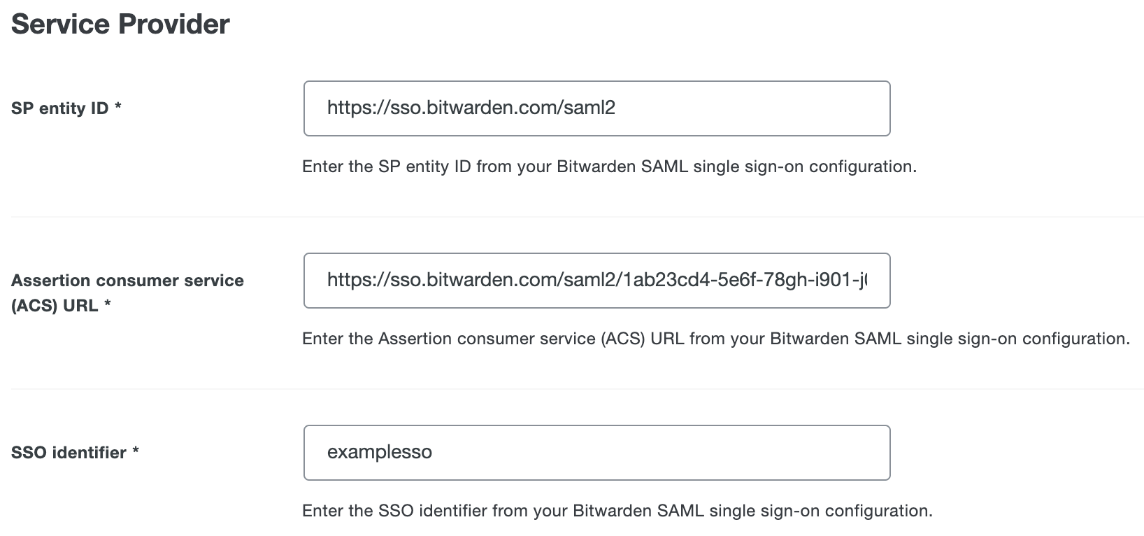 Duo Bitwarden Service Provider Fields