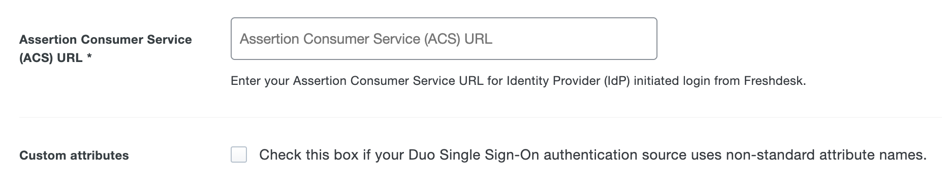 Duo Freshdesk Custom Attributes Checkbox