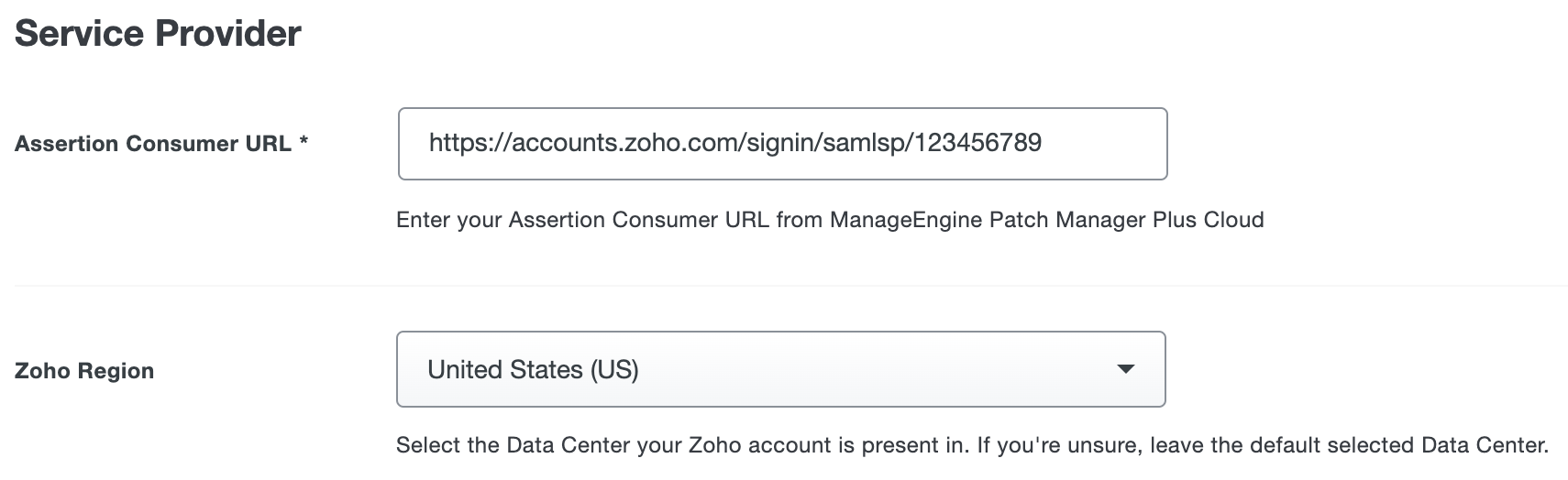 Duo ManageEngine Patch Manager Plus Cloud Service Provider Fields