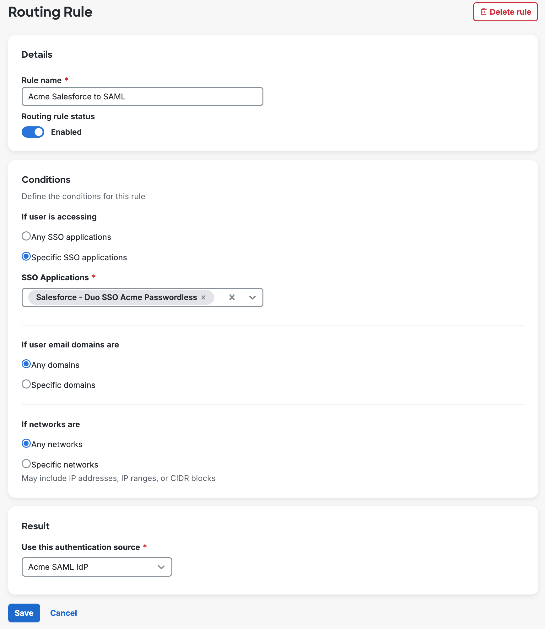 Duo SSO Routing Rules Added