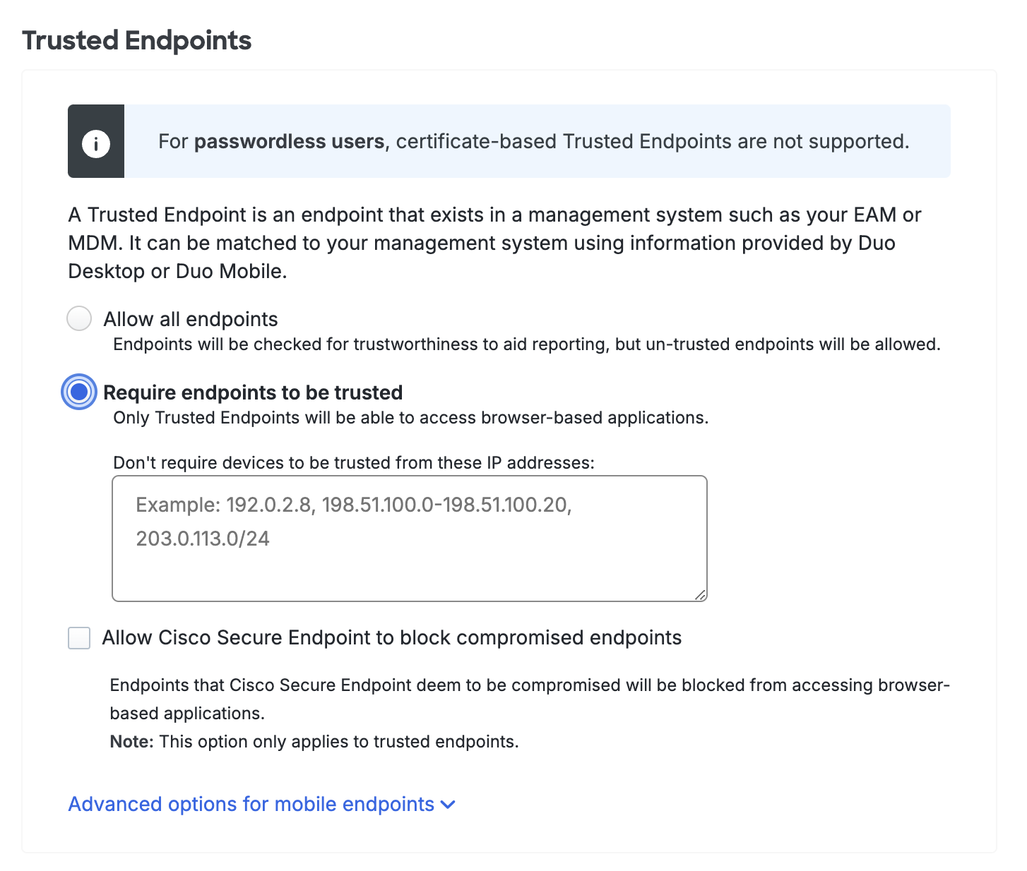 Trusted Endpoints Policy to Block Unmanaged Device Access